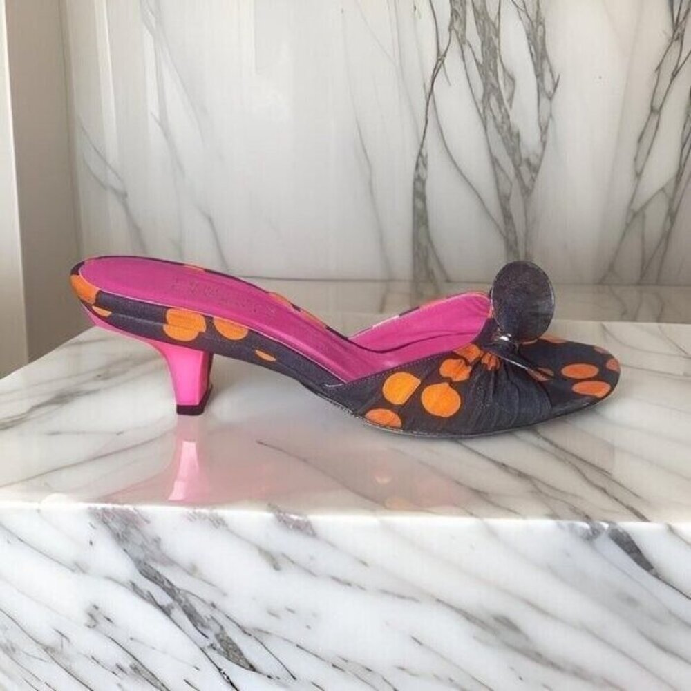 Christian Lacroix Women's Heel Mules Sandals Ladybug Pattern Size 6.5